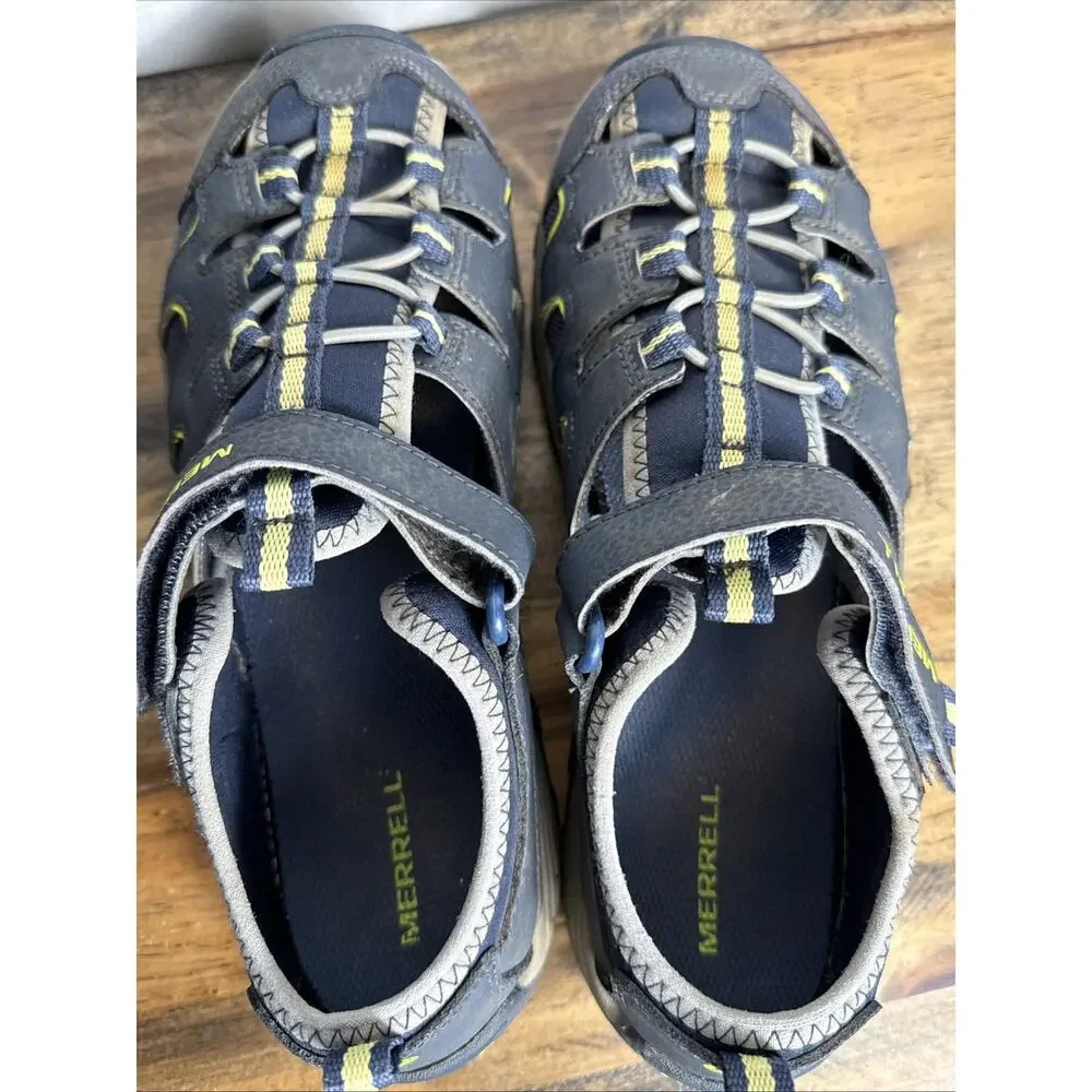 Merrell Hydro H2O Shoes Size 7 Big Kid Youth Blue Yellow Closed Toe Sandals GUC